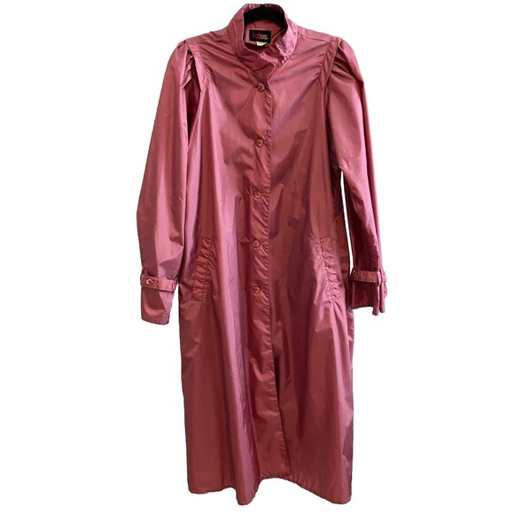 Vintage Totes Coat Nylon Trench Coat Rain Mauve Pink Size 16 - Picture 1 of 6